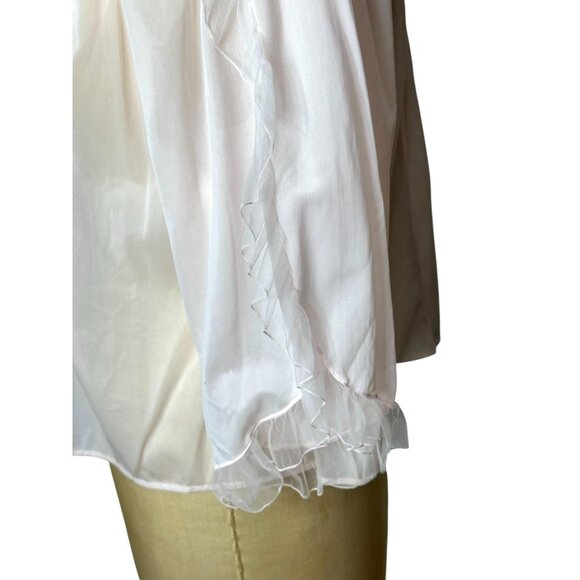 1950s/60s pink bed jacket with lace yoke front and back by Rogers Size M - Picture 4 of 9